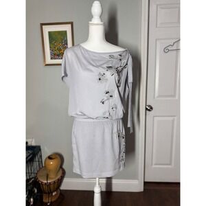 La‎ Pruia Silver One-Shoulder Embellished Cocktail Mini Dress – Small